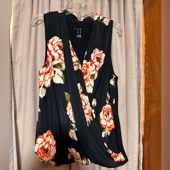 Target Tops - Target Floral Wrap Blouse - Black and Red